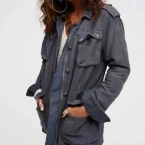 Free People Jackets & Blazers - 🔥FREE PEOPLE Distressed Acid Wash Military Coat